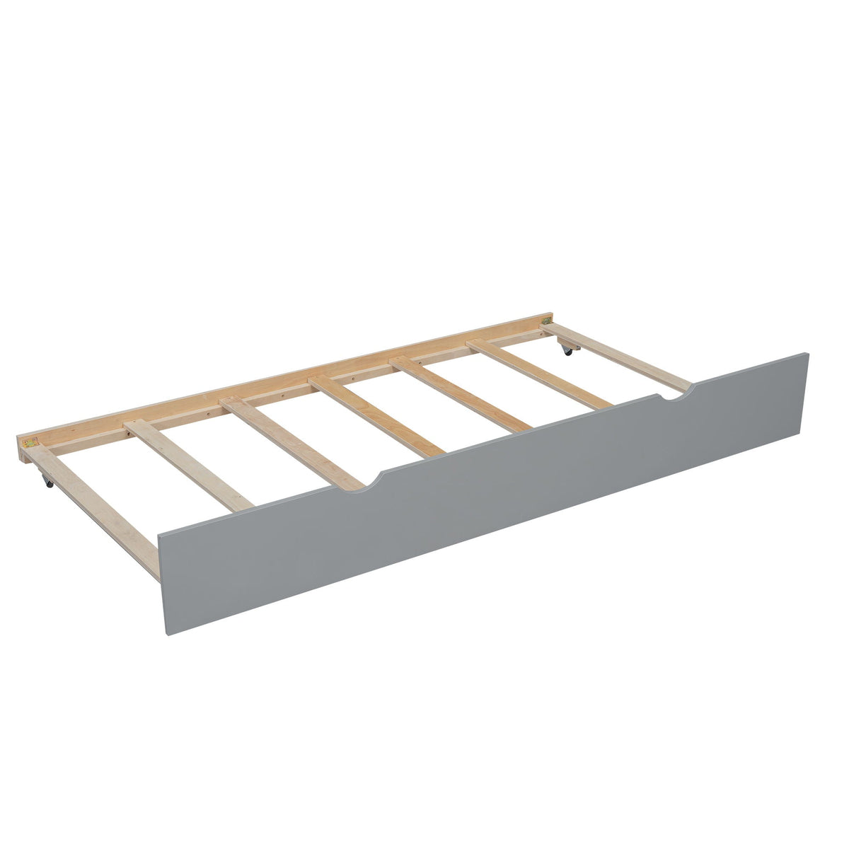 Bunk Bed by HouseOfZazla with safety guardrail, gray panel finish, wood slats on Tampa Home & Garden Store