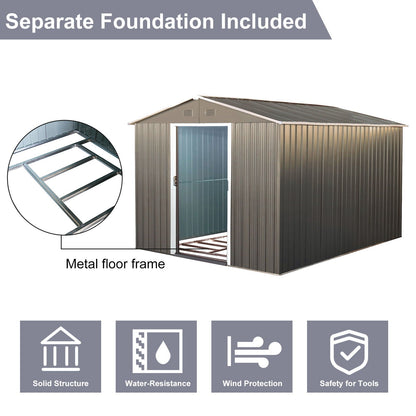 Galvanized Outdoor Metal Storage Shed and Gray