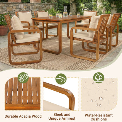 7 Piece Outdoor Dining Set with Removable Cushions in Acacia Wood seats six by HouseOfZazla on Tampa Home & Garden Store