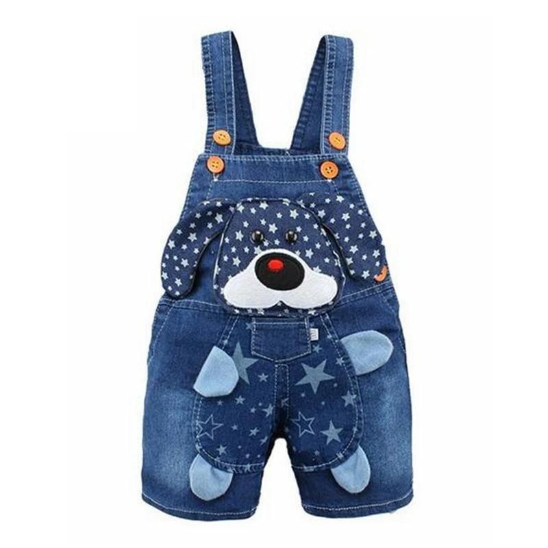 Stevvex denim baby overalls with star print and dog face patch adjustable straps on Tampa Home & Garden Store