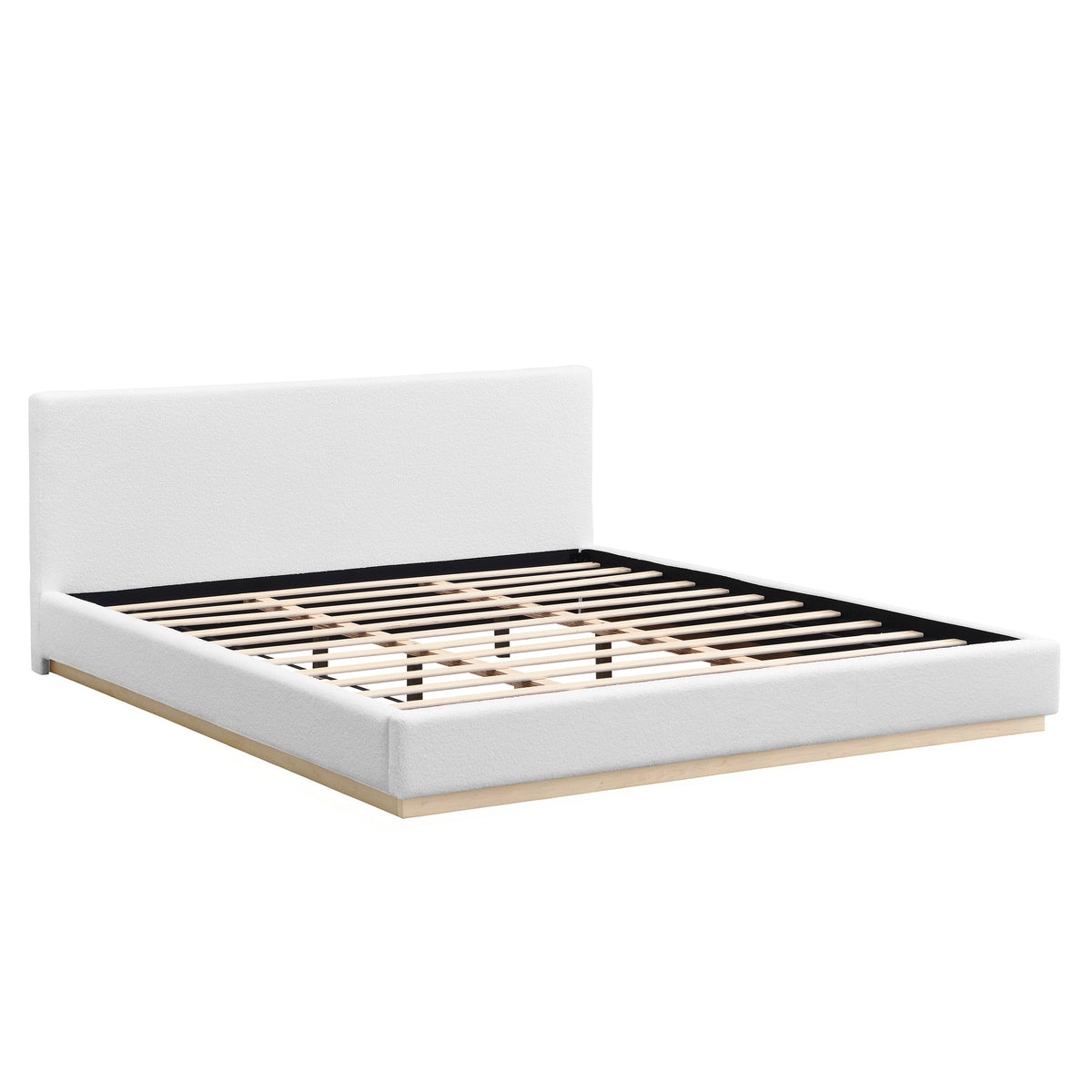 Elegant Upholstered Bed frame in white fabric with slatted base HouseOfZazla on Tampa Home & Garden Store