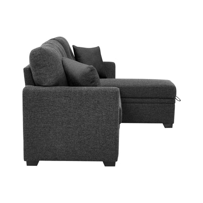 76.5in Sectional with Pull-Out Bed dark gray textured fabric by HouseOfZazla on Tampa Home & Garden Store