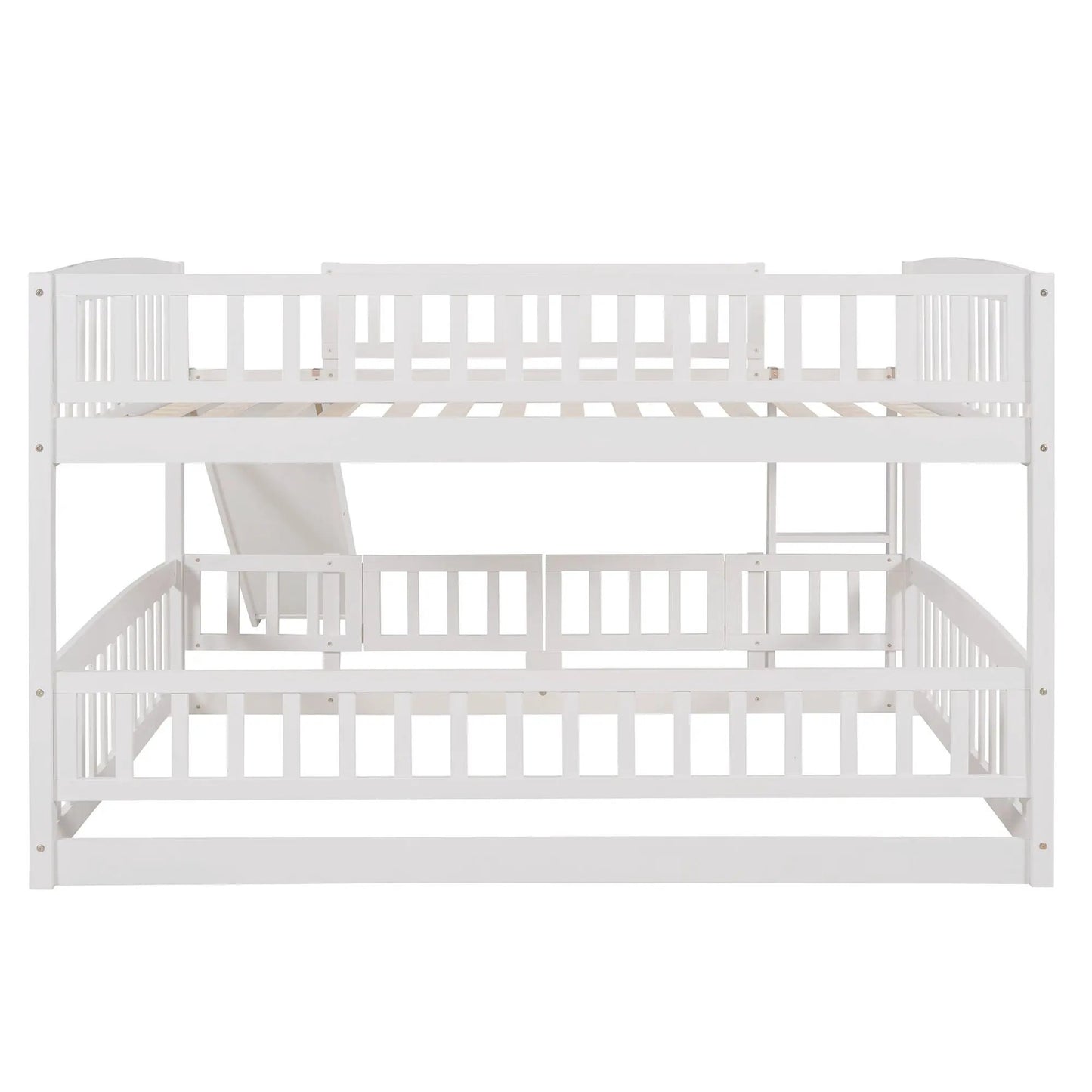 Low Bunk Bed With Slide Fence and Ladder
