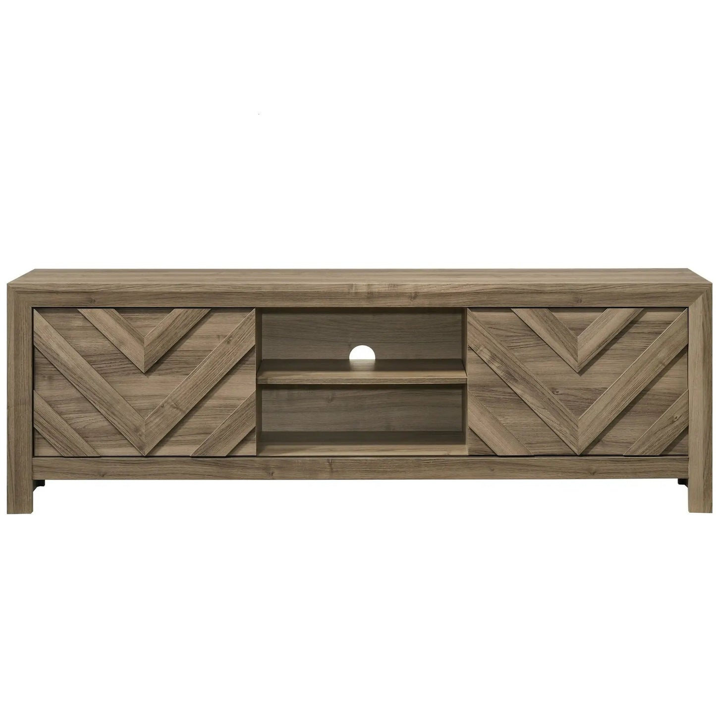 Chevron Patterned TV Stand in Light Brown