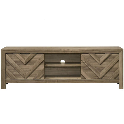 Chevron Patterned TV Stand in Light Brown