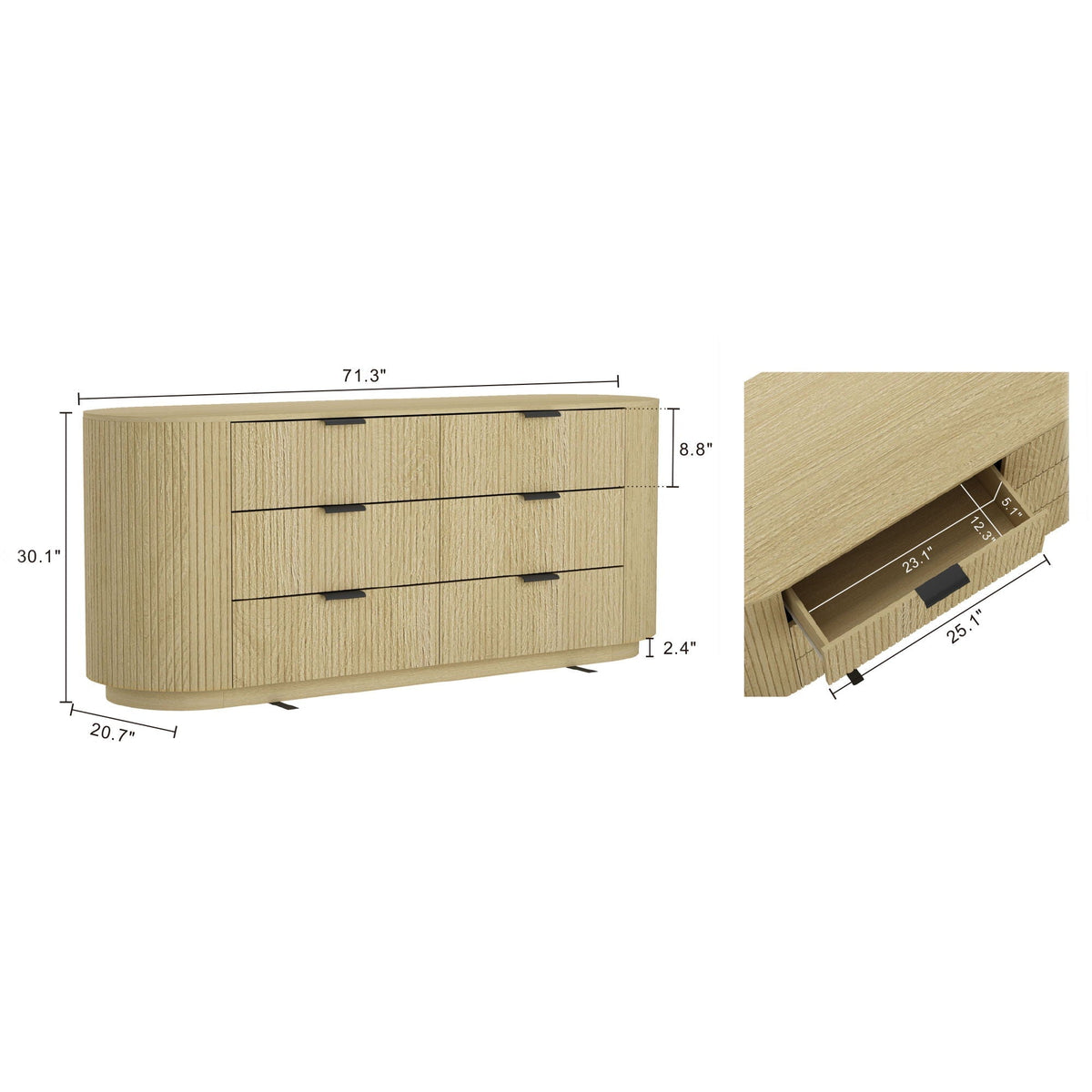 Oak dresser with 6 drawers in natural solid wood grain by HouseOfZazla on Tampa Home & Garden Store