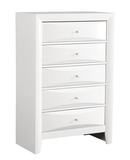 Accent chest with molded resin drawer fronts in white finish, silver knobs on Tampa Home & Garden Store