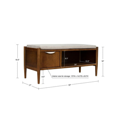 Accent Storage Bench With Upholstered Cushion
