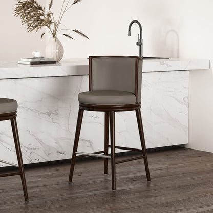 Evalyn Barstool, bar height 28–30, taupe upholstered seat with dark wood legs by HouseOfZazla on Tampa Home & Garden Store