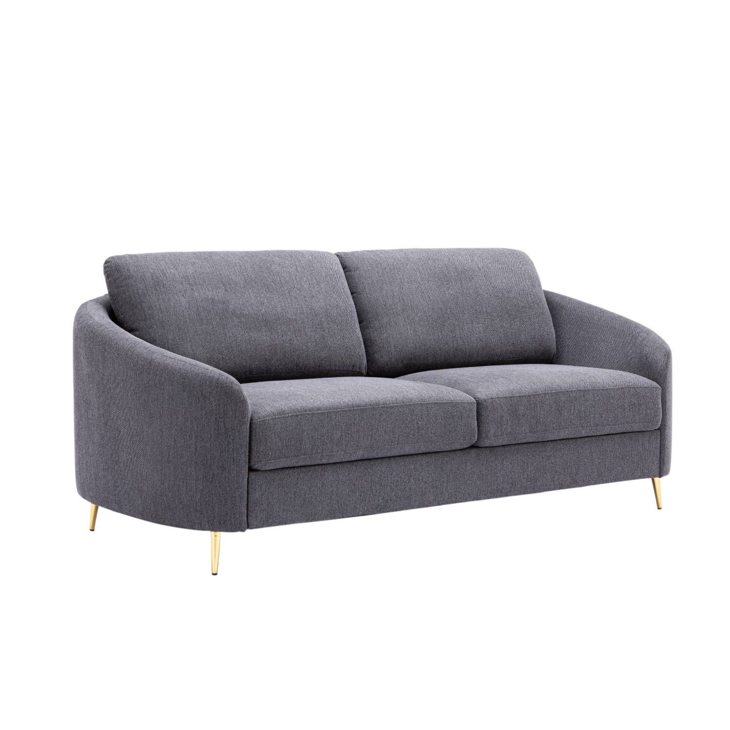 Yuina Linen Sofa in Gray, two-seat stationary sofa curved arms by HouseOfZazla on Tampa Home & Garden Store