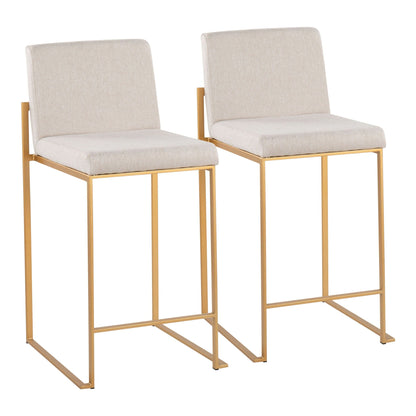 Contemporary high back counter stools(2) beige upholstered seat gold frame HouseOfZazla on Tampa Home & Garden Store