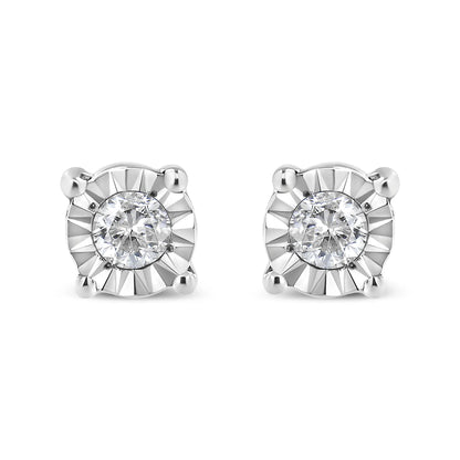 Diamond stud earrings with round brilliant-cut diamonds in a silver-tone Miracle-Set, pair on Tampa Home & Garden Store