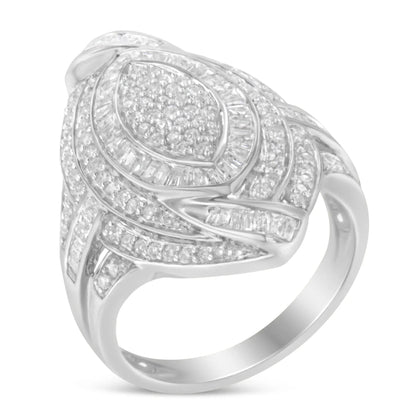 Sterling silver diamond knot cocktail ring with marquise cluster and triple halo size 6 on Tampa Home & Garden Store