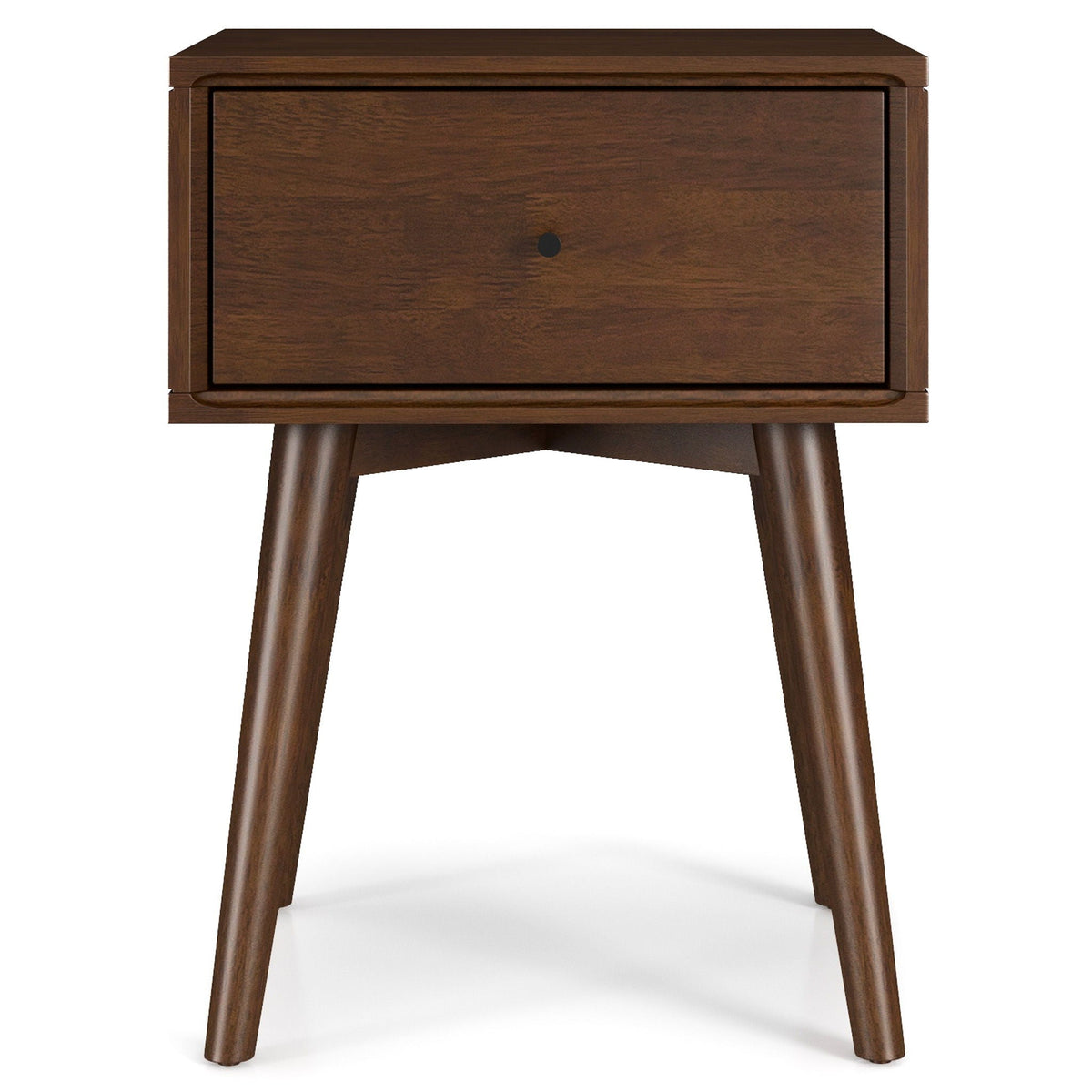 HouseOfZazla solid wood nightstand dark brown with single drawer and tapered legs on Tampa Home & Garden Store