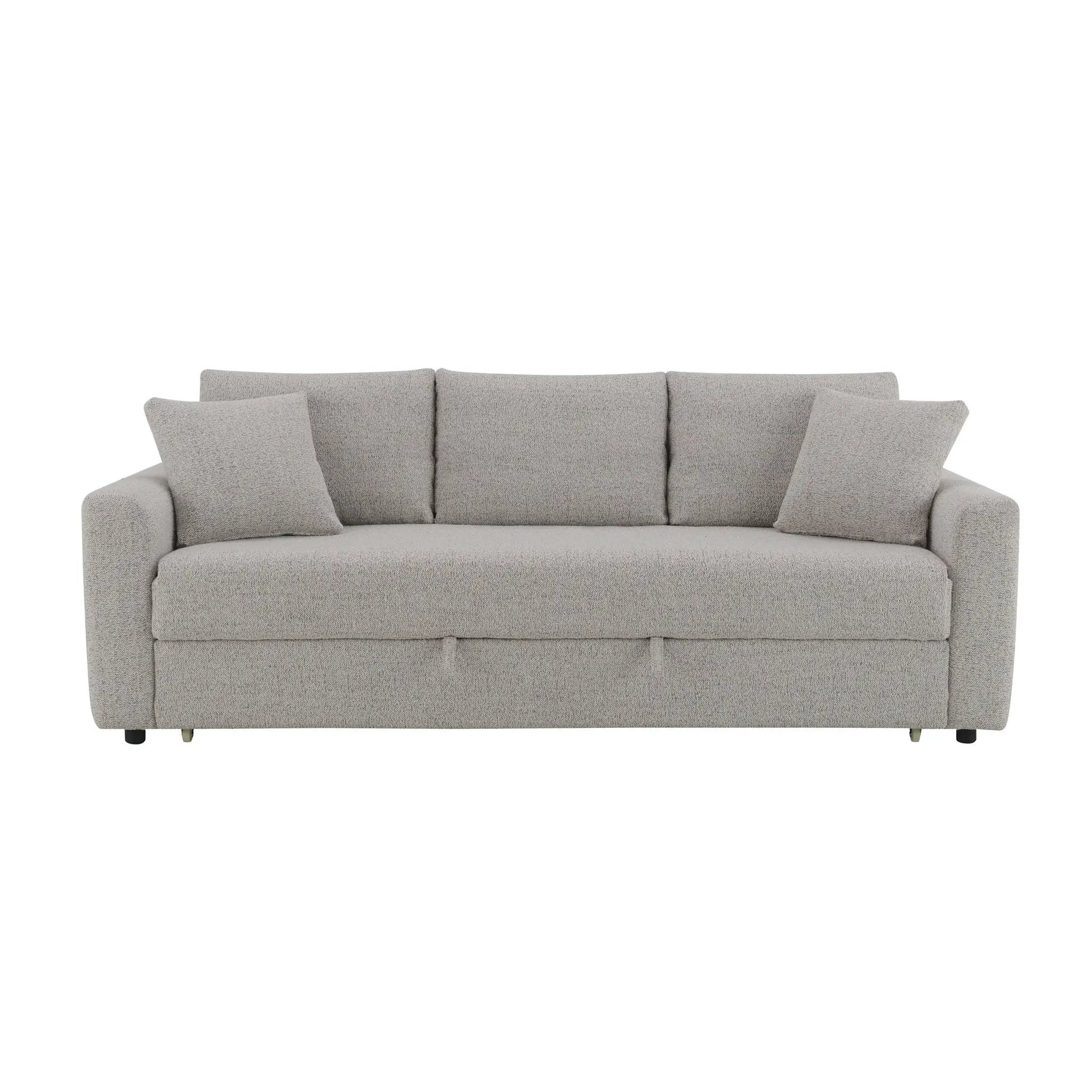 Connie boucle sleeper sectional sofa beige with 2 toss pillows by Unique Piece Furniture on Tampa Home & Garden Store