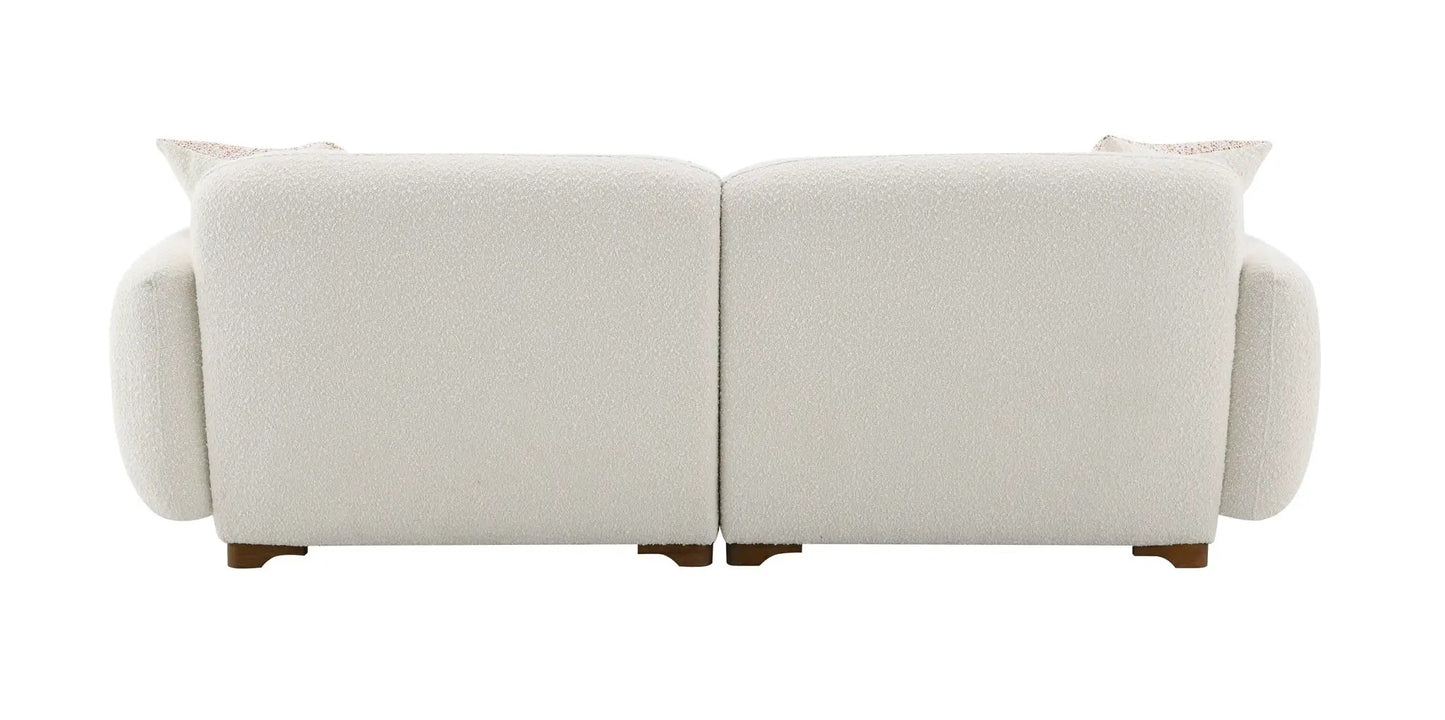Darius Boucle Sofa beige with 2 toss pillows Unique Piece Furniture stationary sofa on Tampa Home & Garden Store