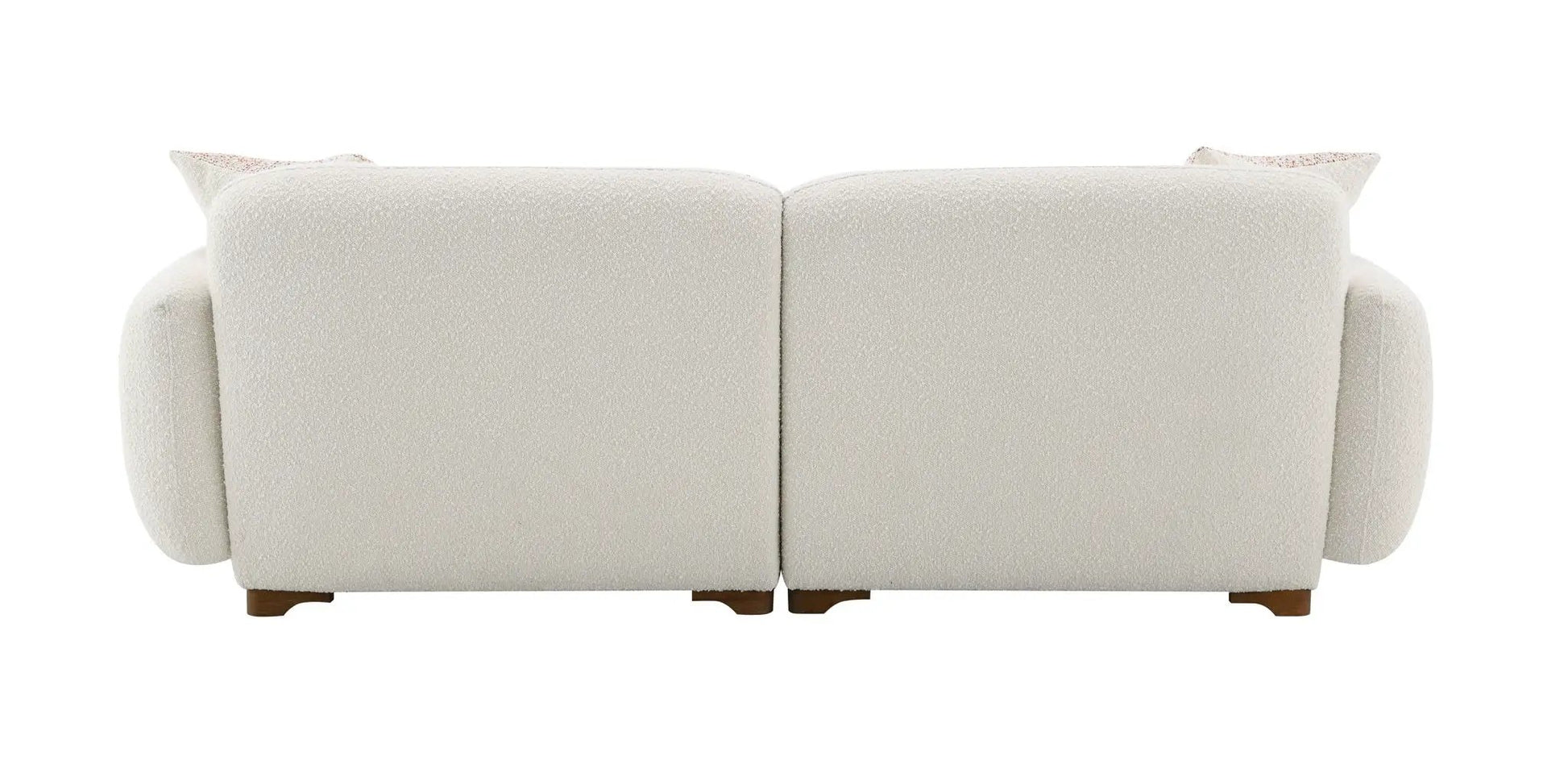 Darius Boucle Sofa beige with 2 toss pillows Unique Piece Furniture stationary sofa on Tampa Home & Garden Store