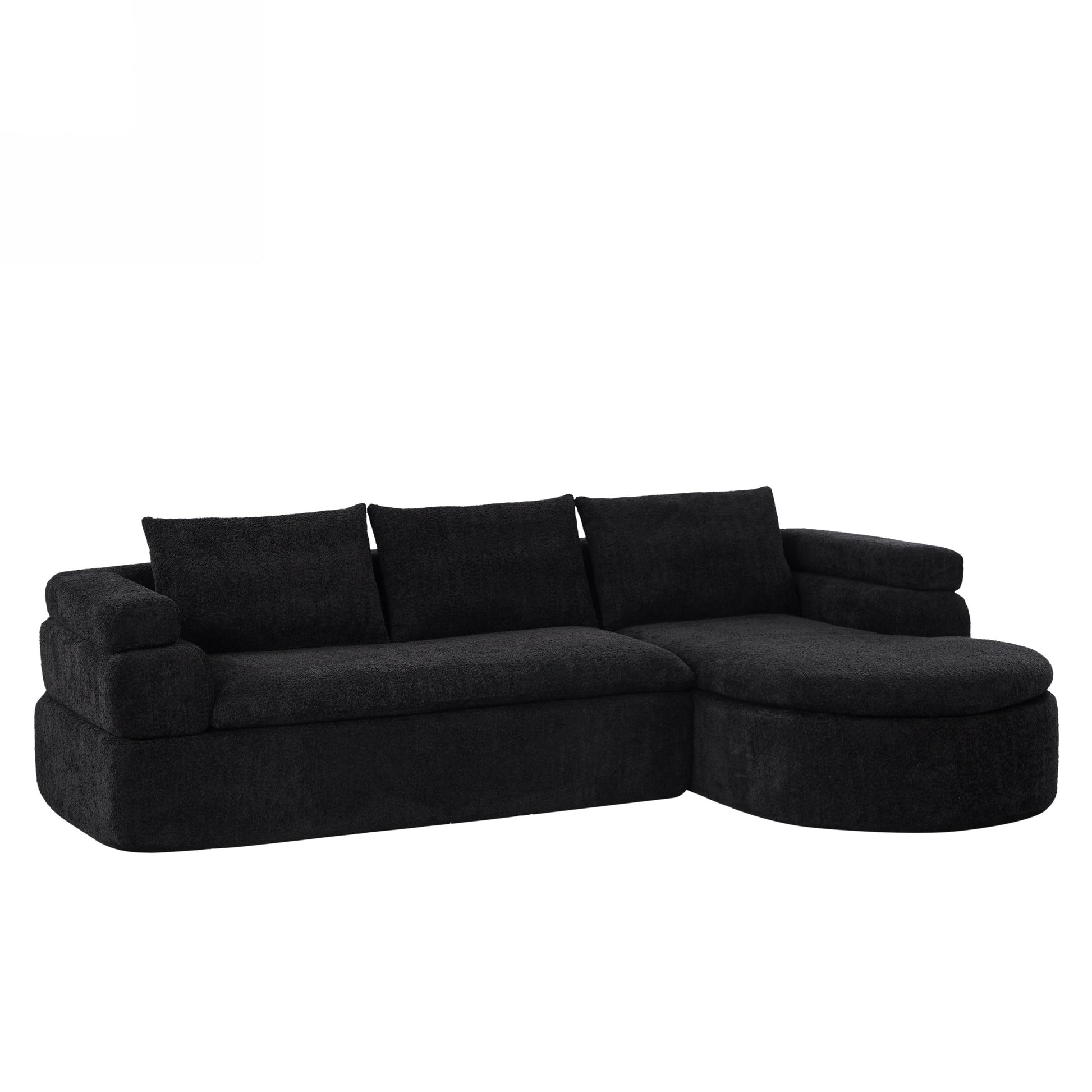 106-inch L-shape sectional sofa in black fabric by HouseOfZazla on Tampa Home & Garden Store