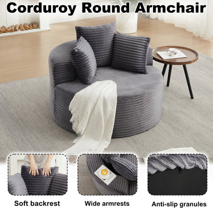 Modern Round Corduroy and Single Sofa Chair
