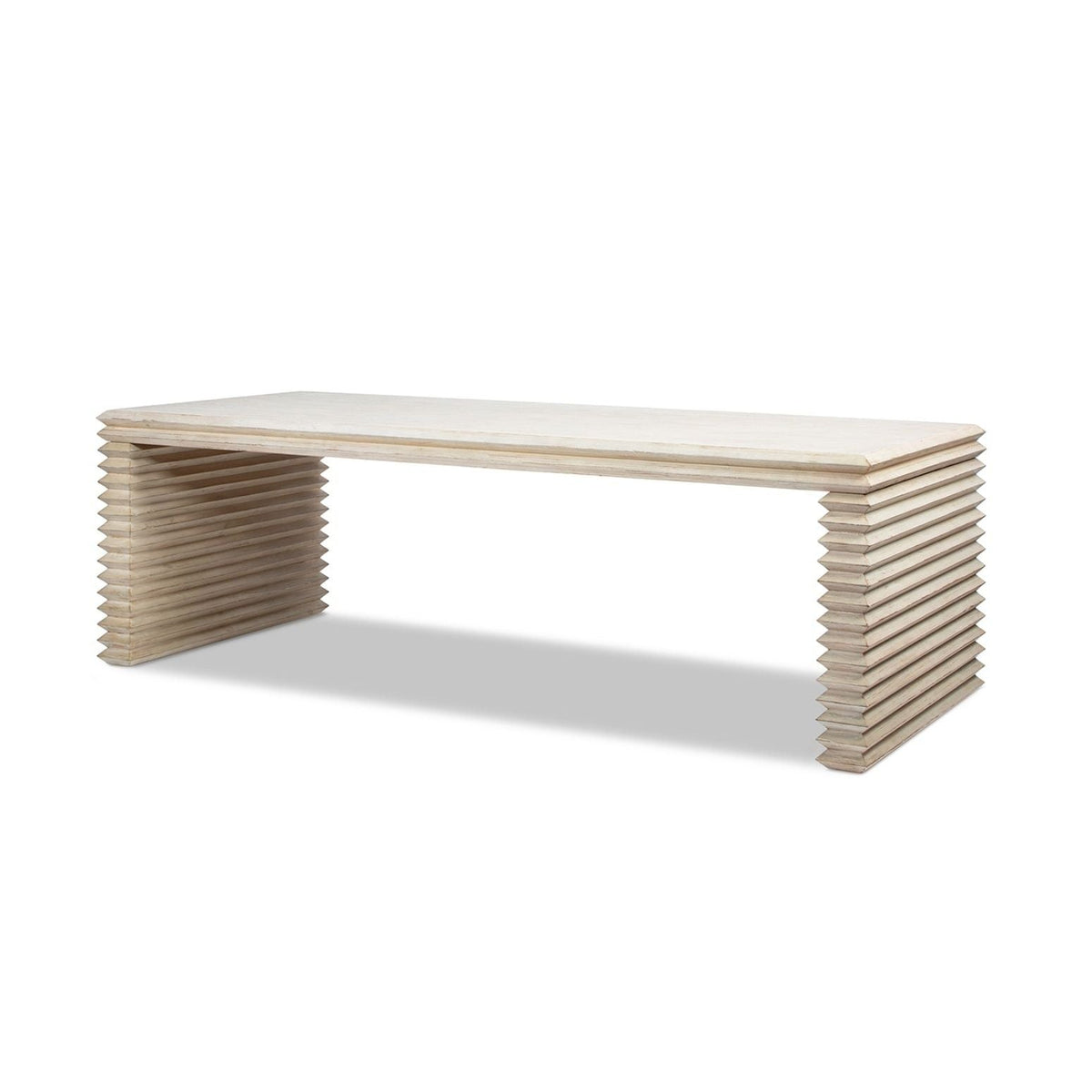 Geometric Waterfall Dining Table with Sculptural Base, white wood top by HouseOfZazla on Tampa Home & Garden Store