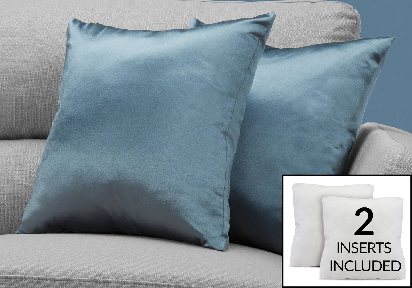 Square blue velvet decorative throw pillows set of 2 with inserts included on Tampa Home & Garden Store