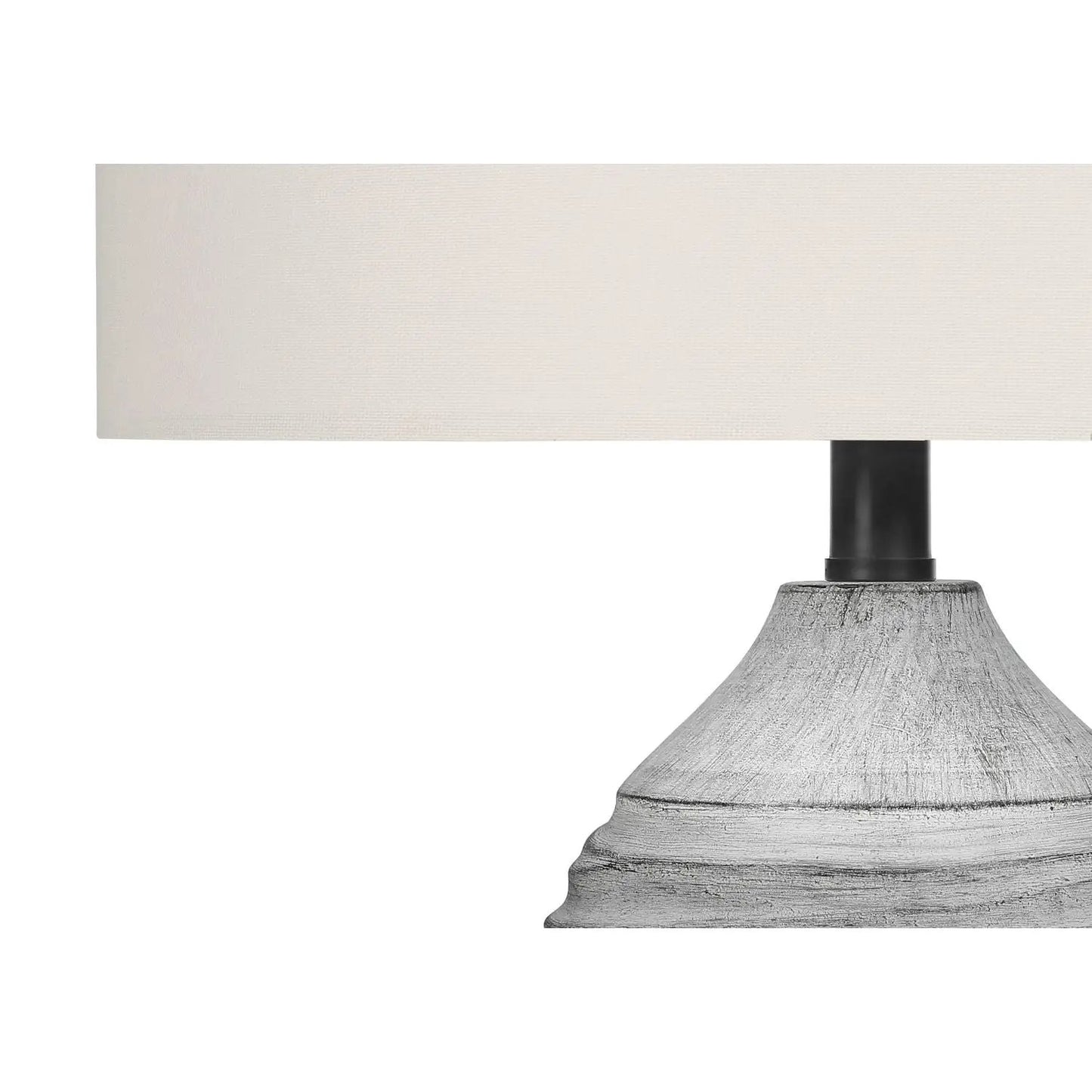 Table lamp with cream fabric shade and gray resin base, modern design by Unique Piece Furniture on Tampa Home & Garden Store