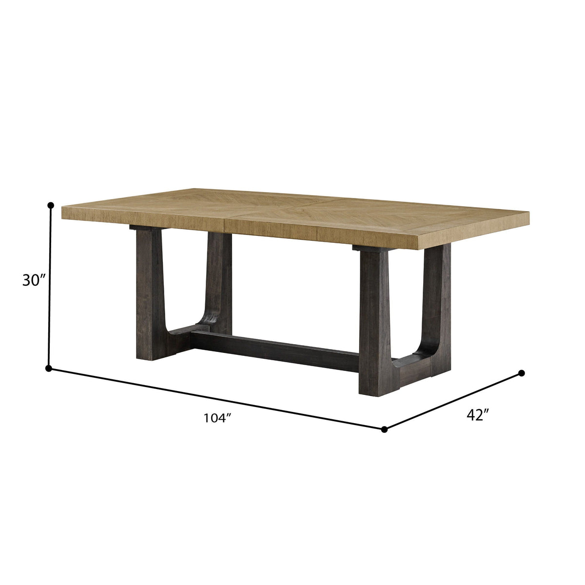 Bar table with trestle base, solid light brown wood top, 104 inches long, HouseOfZazla on Tampa Home & Garden Store