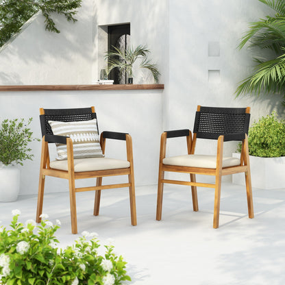 Outdoor Acacia Wood Dining Armchair and Cushions
