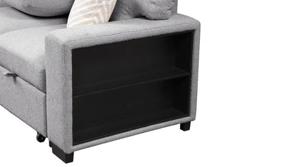 Pinto Modern Style Sectional Sofa by HouseOfZazla in grey fabric with end storage console on Tampa Home & Garden Store
