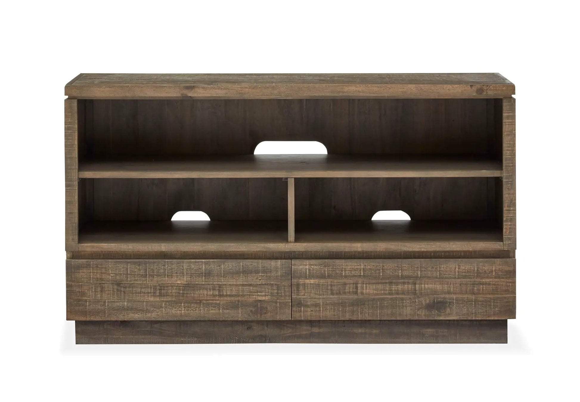 Baisden Console Sofa Table in tobacco finish with rustic wood open-shelf design on Tampa Home & Garden Store