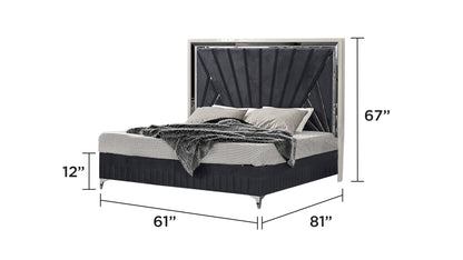Lavita 5Pc Queen Upholstered Bedroom Set tufted headboard with chrome frame by HouseOfZazla on Tampa Home & Garden Store