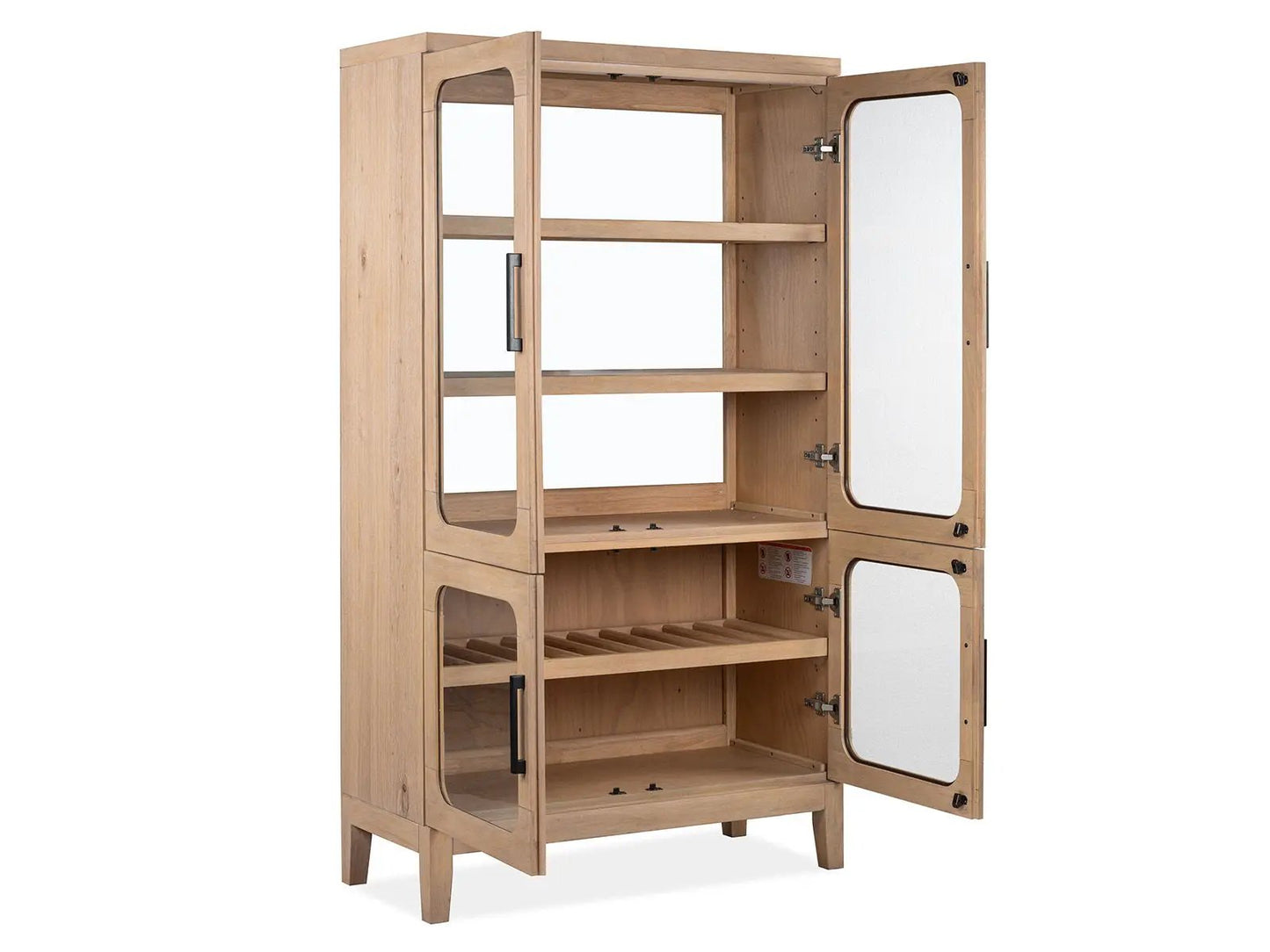 Somerset buffet curio cabinet butternut Omari natural wood with glass doors and shelves on Tampa Home & Garden Store