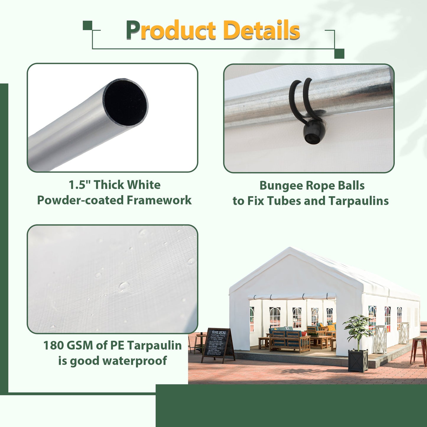 16x32 ft party tent canopy by HouseOfZazla with removable sidewalls; 1.5in powder-coated frame on Tampa Home & Garden Store