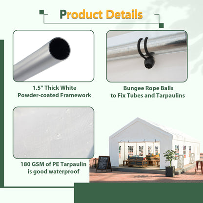 16x32 ft party tent canopy by HouseOfZazla with removable sidewalls; 1.5in powder-coated frame on Tampa Home & Garden Store