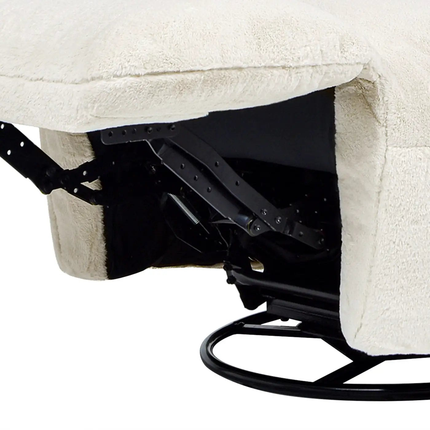 Rearden Swivel Glider Manual Recliner Gaming Lounge Chair beige fabric with black metal on Tampa Home & Garden Store