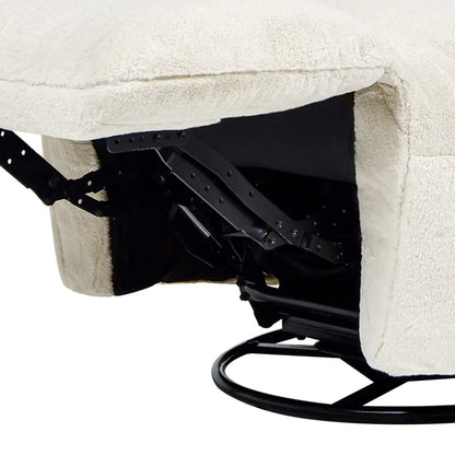 Rearden Swivel Glider Manual Recliner Gaming Lounge Chair beige fabric with black metal on Tampa Home & Garden Store