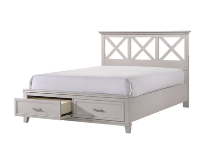 Ample Storage Bed with X Headboard and Wood Base