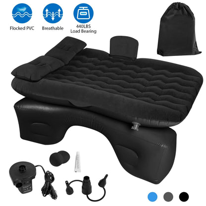 GemGear car air mattress bed with pump kit, black flocked PVC surface, portable travel sleep mat on Tampa Home & Garden Store