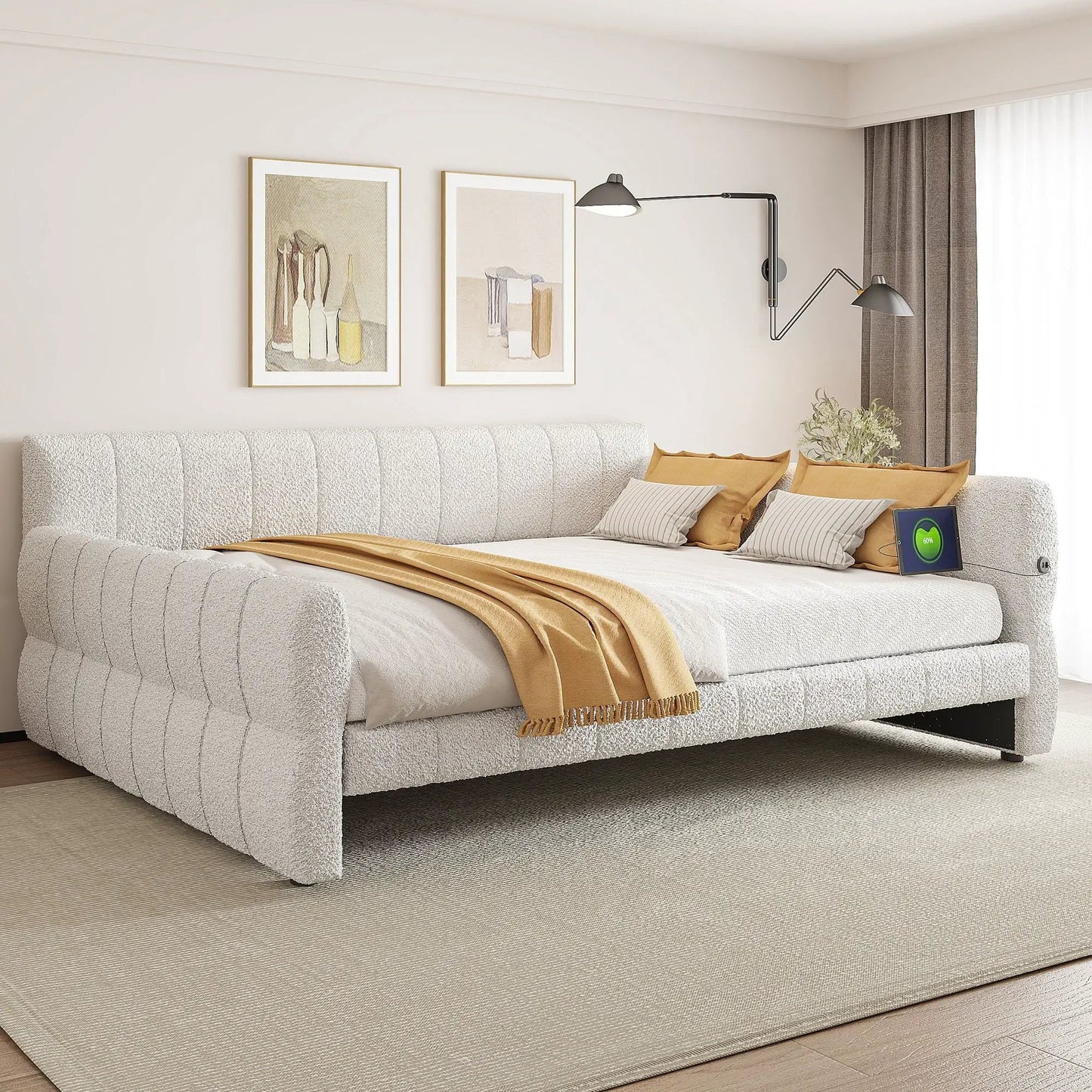 Upholstered Platform Bed With USB Charging Ports