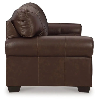Colleton brown leather stationary sofa by Unique Piece Furniture with stitched panels on Tampa Home & Garden Store