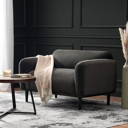 Contemporary Dark Loveseat and Velvet Sofa