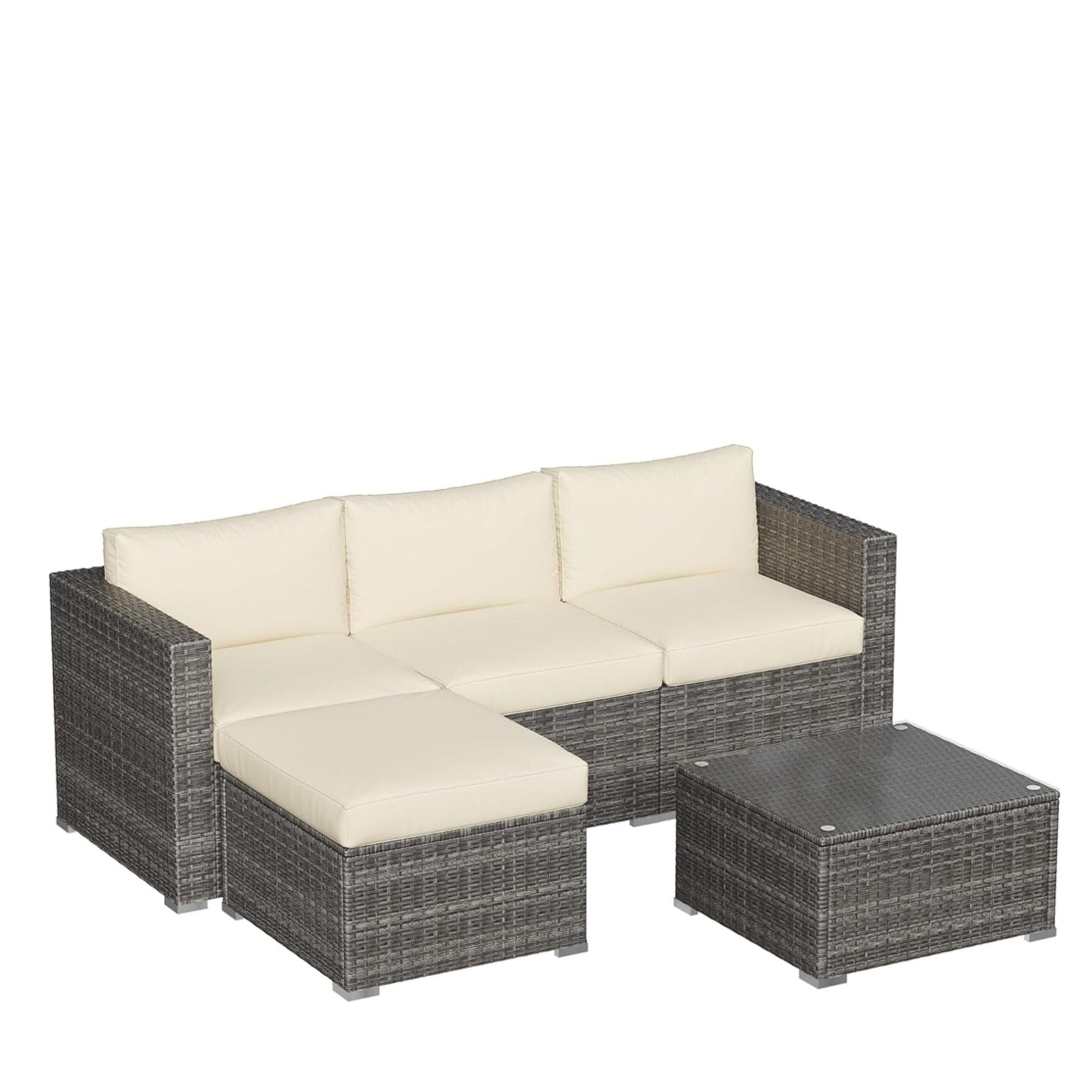 Modern patio set with coffee table; dark wicker frame and beige cushions by HouseOfZazla on Tampa Home & Garden Store