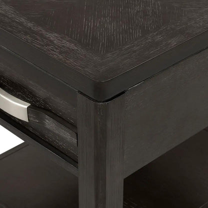 Elegant Wood End Table with Drawer and Shelf
