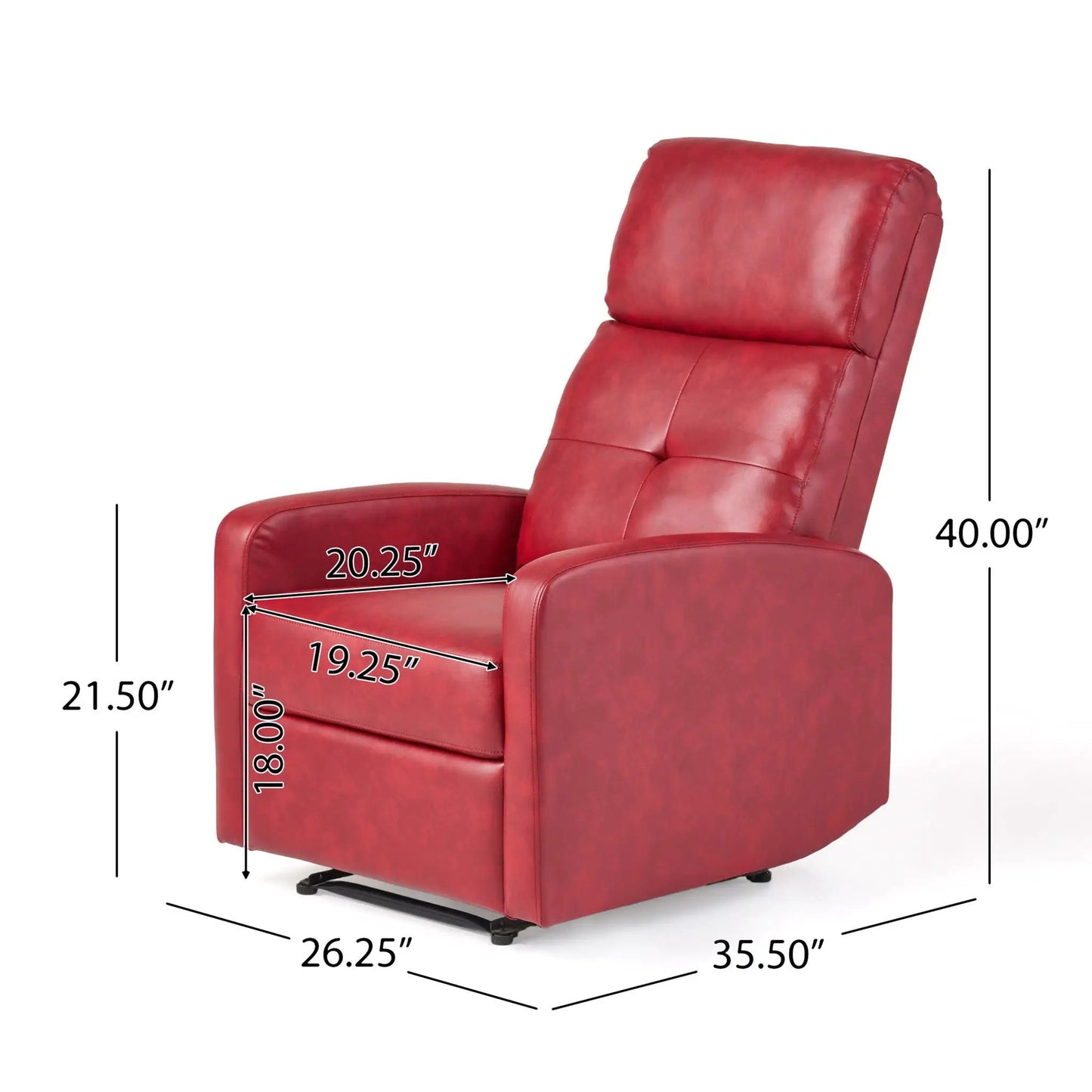 Red contemporary recliner chair with push back function by Unique Piece Furniture on Tampa Home & Garden Store
