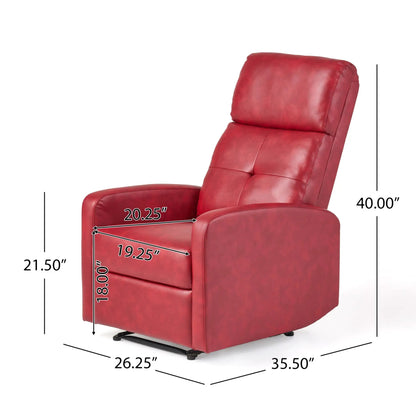 Red contemporary recliner chair with push back function by Unique Piece Furniture on Tampa Home & Garden Store