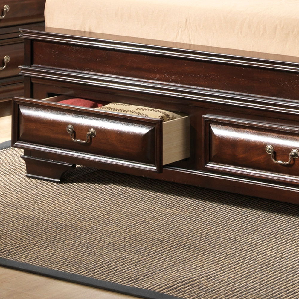 LaVita storage bed in dark brown wood with two under-bed drawers for storage on Tampa Home & Garden Store