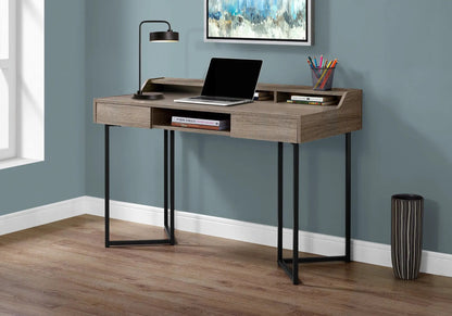 Computer Desk For Home Office with ample storage, contemporary wood finish and black metal legs on Tampa Home & Garden Store
