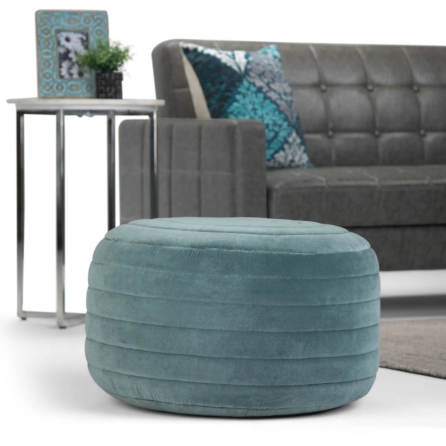 Vivienne Upholstered Round Pouf for Living Room
