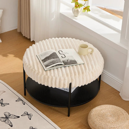 Modern Upholstered Round Ottoman Coffee Table