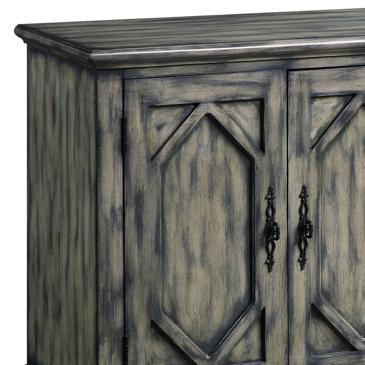 Pavan Console Cabinet with Patterned Doors - Gray distressed wood sideboard by HouseOfZazla on Tampa Home & Garden Store